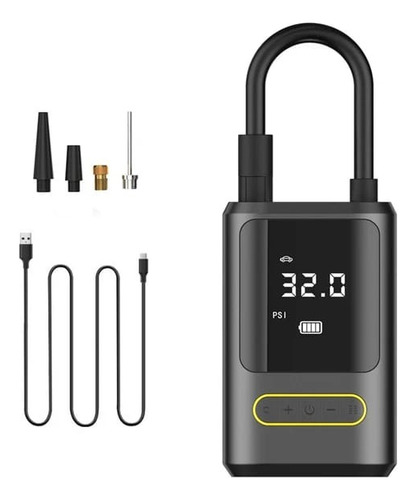 Inflador De Neumáticos Portátil Genérico Atj-8466 Color Negro 7.4