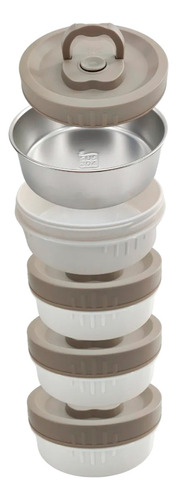 Marmiteira Térmica Inox 4 Em 1 Kala Lanche Viagem Trabalho Cor Azul Com Cinza