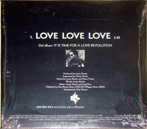 Cd Lenny Kravitz - Love Love Love Single Difusión ¡sellado!