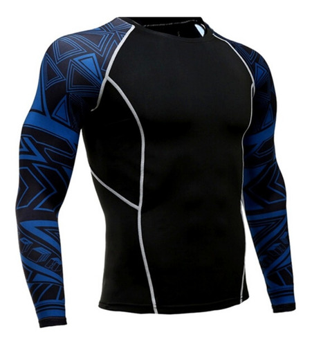 Franela Manga Larga De Lycra Estampada (rashguard) Talla L