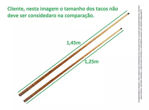 Taco de sinuca inteiriço em madeira ipê claro goiabão com 1.45 mt - BILHAR  EL CONDOR