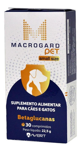 Macrogard Pet 22,5g Cães E Gatos Betaglucanas 30 Comprimidos