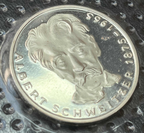 Moeda 5 Deutsche Mark 1975 - Albert Schweitzer - Proof (Usado)