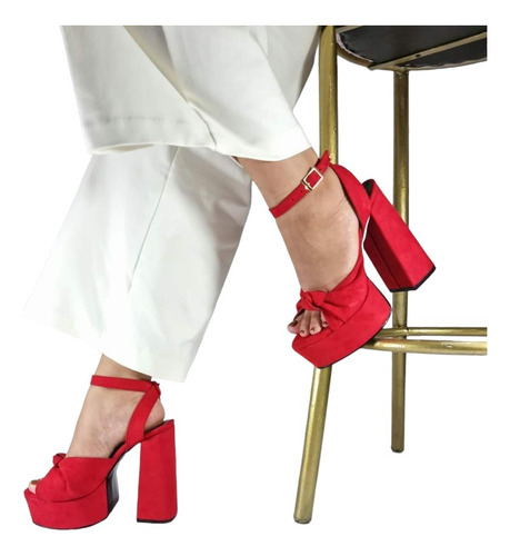 Zapatillas De Gamuza Color Rojo Dama
