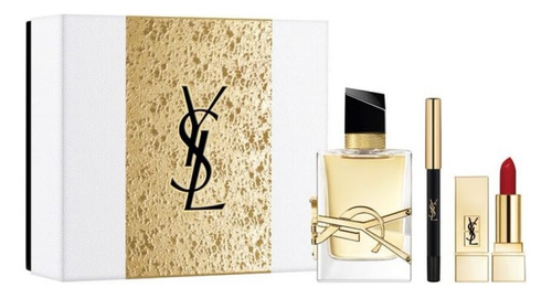 Cofre Perfume Libre Ysl Edp 50ml + Delineador Y Labial Rojo