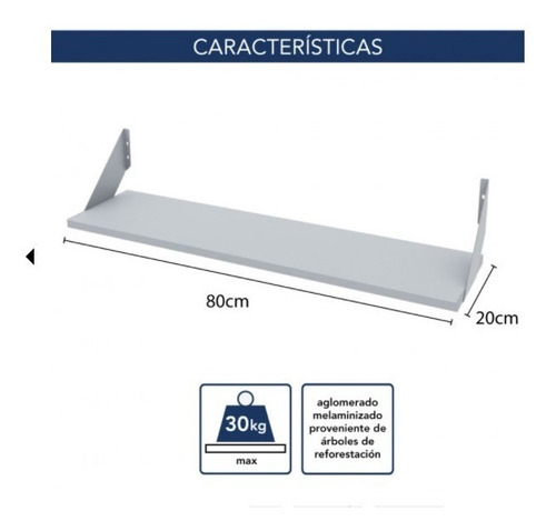 Imagen 5 de 7 de Estante Flotante C Ménsulas 80x20 Repisa Deco Exhibir Ordena