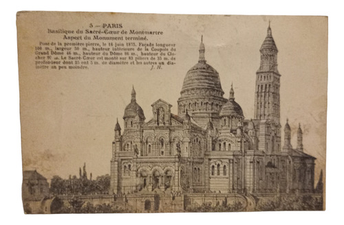 Tarjeta Postal Antigua París Basílica 