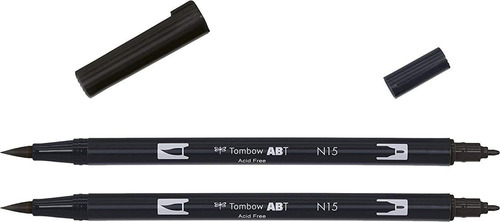 Set De 2 Marcadores Doble Punta Negros - Tombow Abt N15