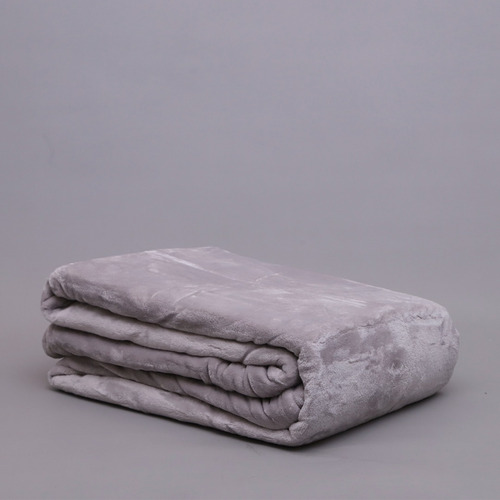 Frazada Flannel De Piel Queen Size Classic Super Suave Liso Gris Claro