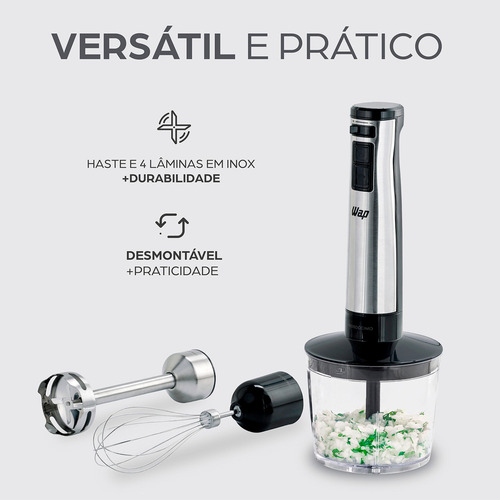 Mixer Portátil 3 Em 1 600w + Moedor De Café 127v Wap