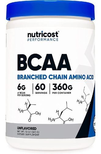 Bcaa 6 G Aminoácidos De Cadena Ramificada Nutricost (360 G)