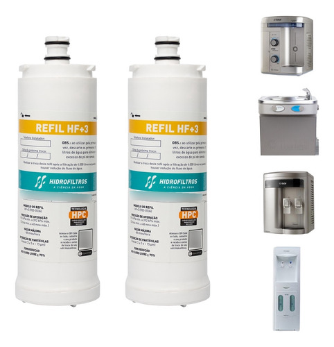 Refil C+3 Filtro Compatível Ibbl Purificador De Água Kit 2 Branco