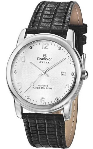 Relógio Champion Unissex Prata Pulseira Preta Ca20447q