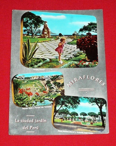Antigua Postal Miraflores Lima Parque Salazar Bajada Balta