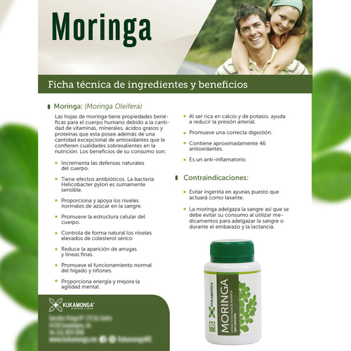 Moringa 60 Cápsulas De 500 Mg Sabor Sin sabor