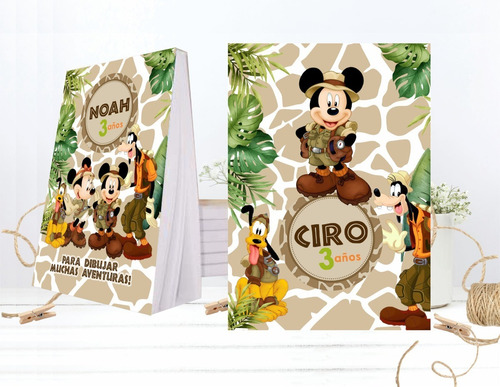 Pack X15 Anotadores Souvenir Mickey Minnie Safari   10x15cm 