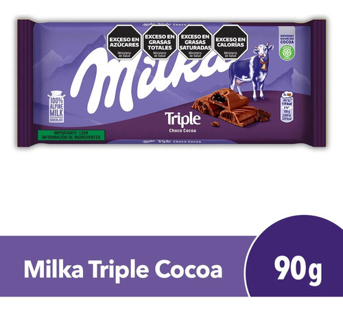 Milka Tableta Triple Choco Cocoa 90gr 