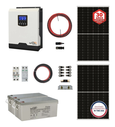 Kit Energia Solar Inversor Cargador 3kw 3,2kwh Día Renogen