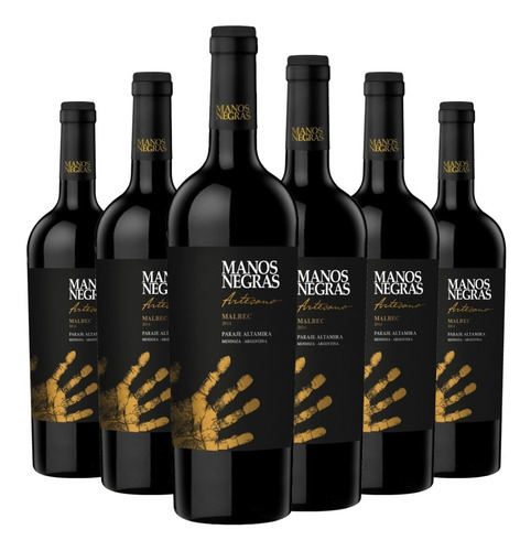 Vino Manos Negras Artesano Malbec Caja X 6 X 750ml. -