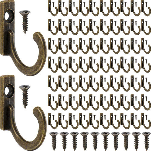 100 Ganchos De Pared For Colgar Llaves Y Joyas (bronce)