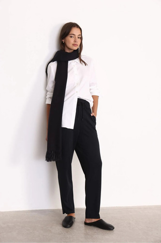 Pantalon Mujer Jogger Con Elastico Y Cordón Fanny Yagmour Negro M