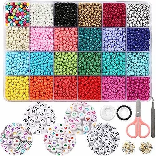  PHUNTTEK 2400 cuentas de semillas y cuentas de mal de ojo de  Halloween para fabricación de joyas, cuentas de cristal de 0.118 pulgadas  (0.118 in) de 0.118 pulgadas (0.315 in), juego