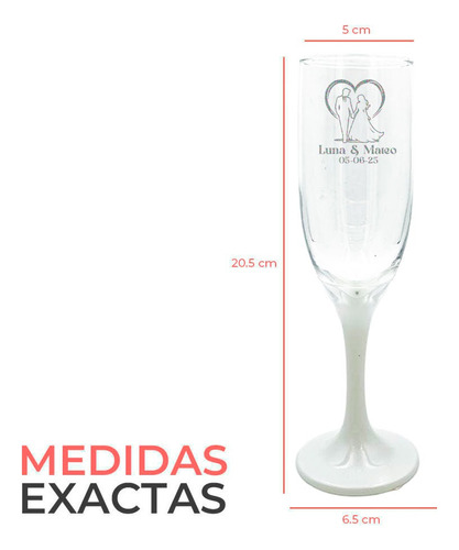 Copa Brindis Base Blanca Personalizada Boda 6pz