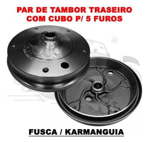 Tambor Campana Panela Reparo Sapata Lona Freio Fusca 5 Furos