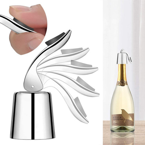 Imagen 6 de 6 de Tapón De Acero Inoxidable Para Vinos - Champaña Libre De Bpa