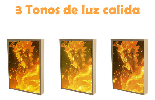 Cuadro Mágico Iluminación Led Naruto Kurama Chakra 3 Tonos