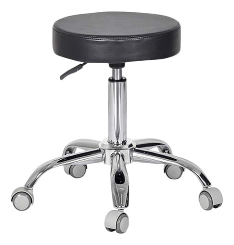 Set 4 Banco Taburete Giratorio Con Ruedas Cromado Negro