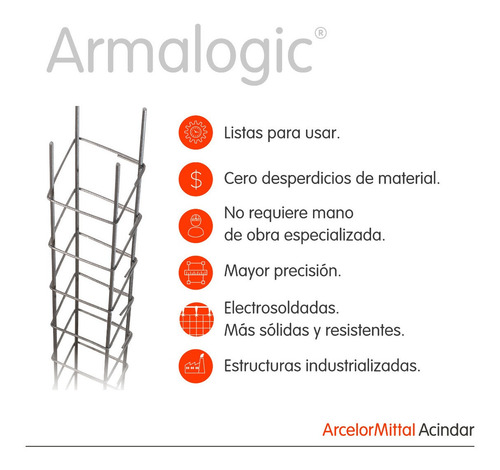 Imagen 2 de 7 de Combo Armalogic 20x20 Hierro 8mm X 3mts Largo (x10 Unid)