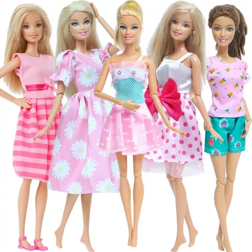 Kit Lote Com 3 Conjuntos De Roupas Para Bonecas Barbie