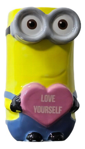 Taza 3d De Cerámica Minions Corazón Color Amarillo Minions Corazón