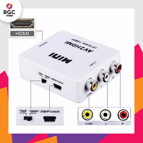 Conversor Rca A Hdmi Adaptador Tv Audio Y Video Av 1080p Fhd