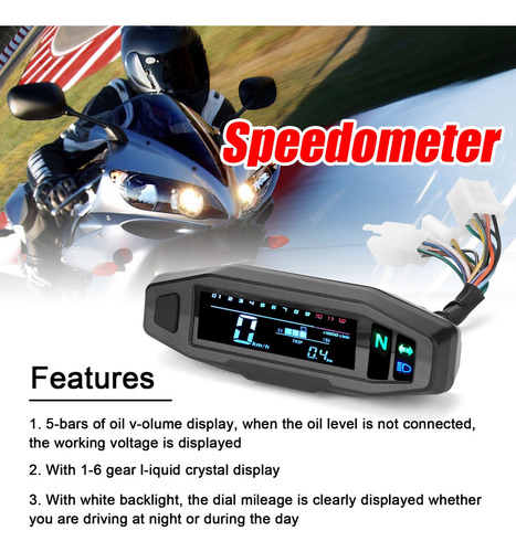 Mini Universal Lcd Digital Motocicleta Medidor Velocímetro