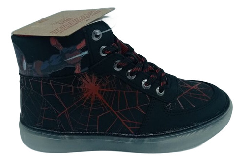 Tenis Bota Original Marvel Spider-man Hombre Araña Con Luces Azul Para Niño