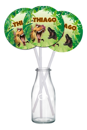 Kit Dinosaurio Rex Cake Topper + Banderín Imprimible