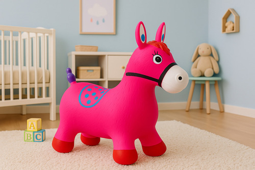 Cavalinho Upa Upa Brinquedo Infantil Pula Pula Som Pocotó Inmetro Burrinho Com Led Avant Distribuidora Cor Rosa