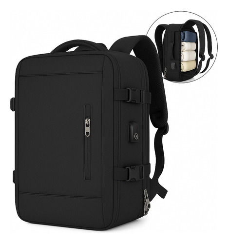 Mochila Anti Furto Notebook Saída Cabo Usb Fone Reforçada Cor Preto