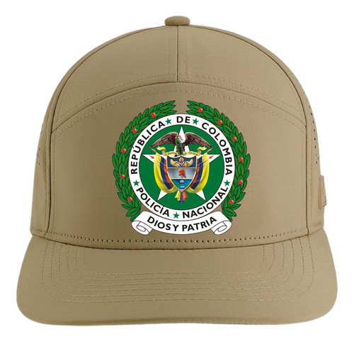 Gorra Policia Colombia 5 Paneles Premiun Caqui