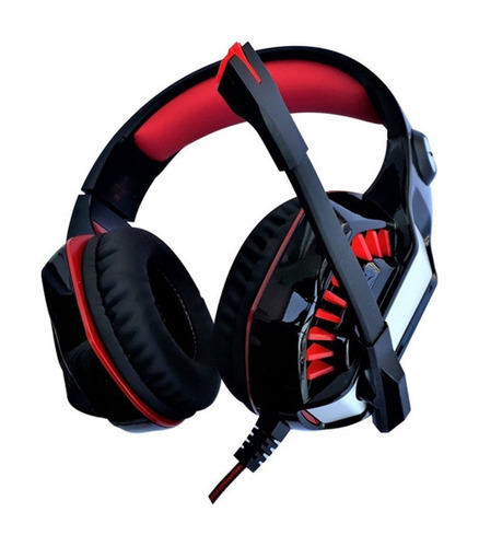 Fone de ouvido over-ear gamer Knup KP-491 vermelho com luz LED