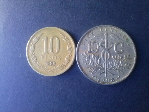 Moneda Bolivia 10 Centavos Níquel 1908 (c6)