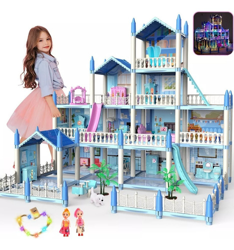 Casa De Muñecas Castillo De Princesa Con Muebles Con Led