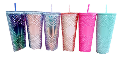 Vaso Para Bebidas Tumbler Alto Acrílico Tapa + Popote