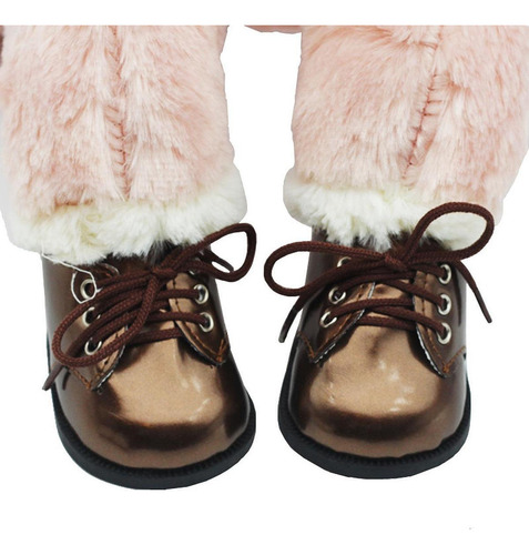 Zapatos De Muñeca De Felpa De Cuero Pu, Marron Oscuro