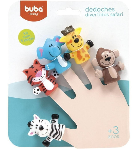 Conjunto Dedoches 5pçs Macio Safari Bebê Brinquedo Buba ®