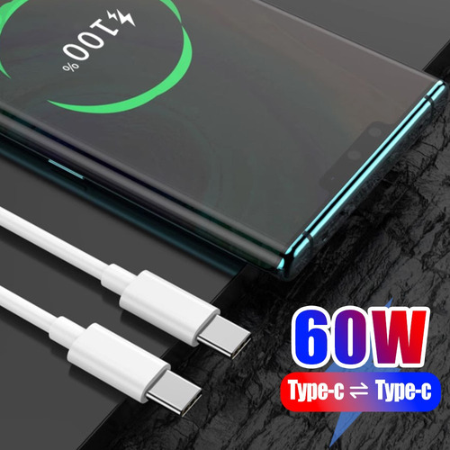 Cabo Usb C Para Usb Tipo C Branco De 0,5 M, Cabo De Carregam