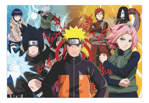 Painel De Festa Naruto Personagens Lona 1,50m X 1m
