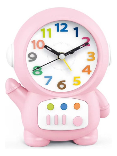 Reloj Despertador Alarma Infantil Diseño Astronauta Color Rosa